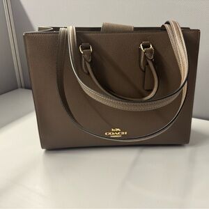 Coach Maggie Leather Tote Bag in Dark Stone